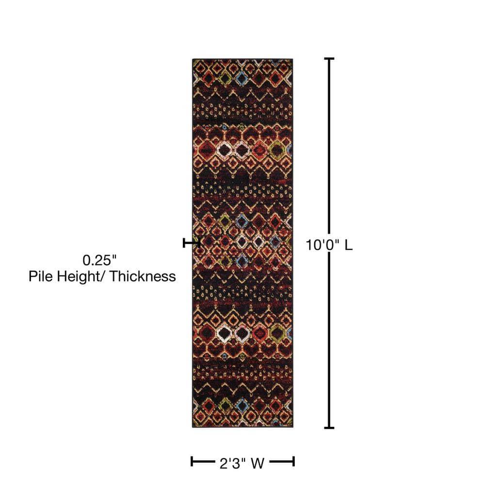 Amsterdam AMS108 Power Loomed Indoor Runner Rug - Black/Multi - 2'3"x10' - Safavieh