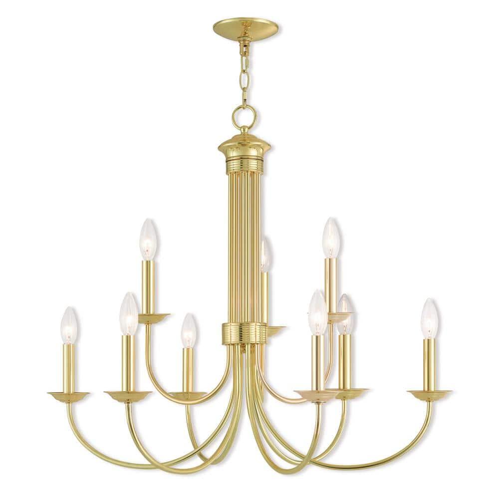 Livex Lighting Estate 9 - Light Chandelier in  Polished Brass