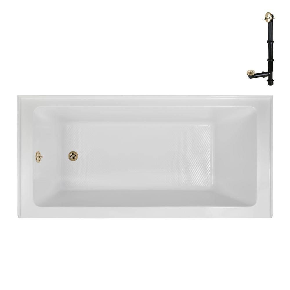 Streamline Bath Streamline 60 in. x 30 in. Acrylic Left-Hand Drain Alcove Bathtub in Glossy White With External Drain NAL-5320-PBR