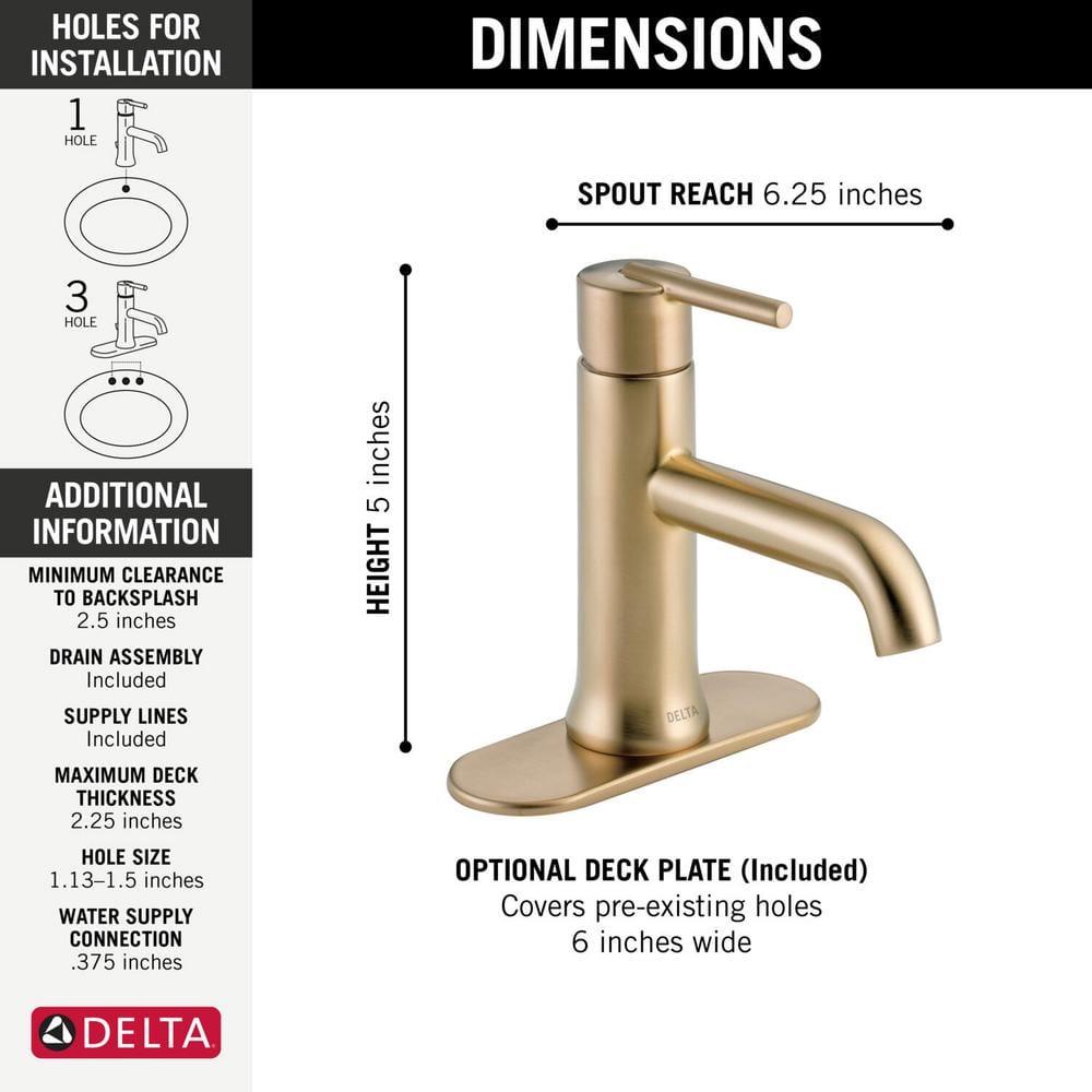 Trinsic Single Hole Bathroom Faucet with Drain Assembly, Single Handle Bathroom Sink Faucet