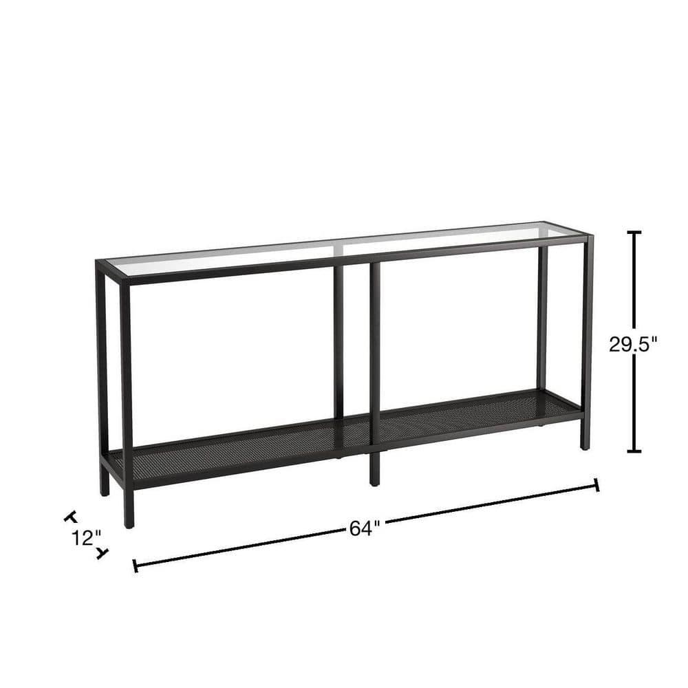 Evelyn&Zoe Rigan 64" Wide Rectangular Console Table, Blackened Bronze