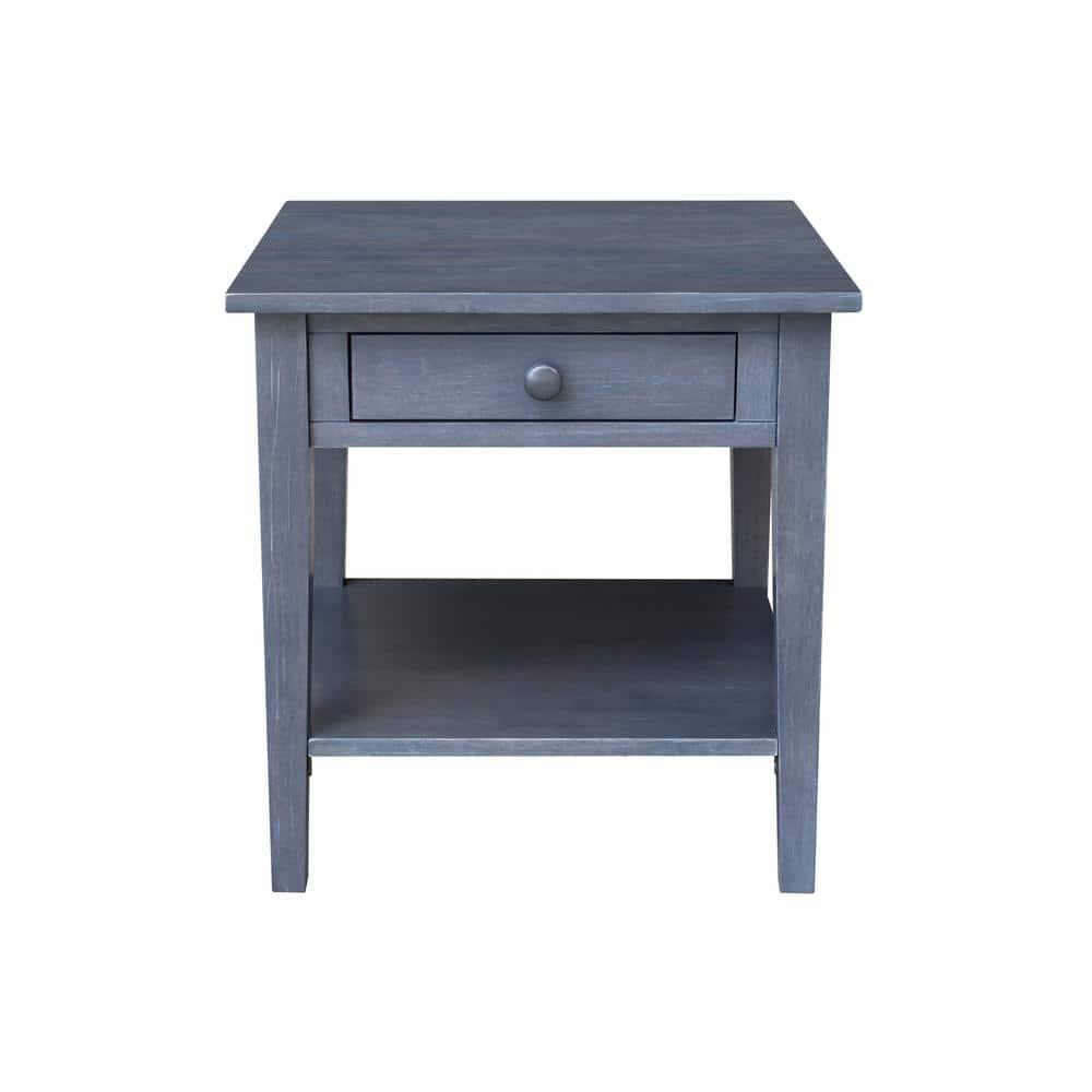 International Concepts Spencer End Table Antique Washed Heather Gray: Modern Square Hardwood Side Table, 25" High
