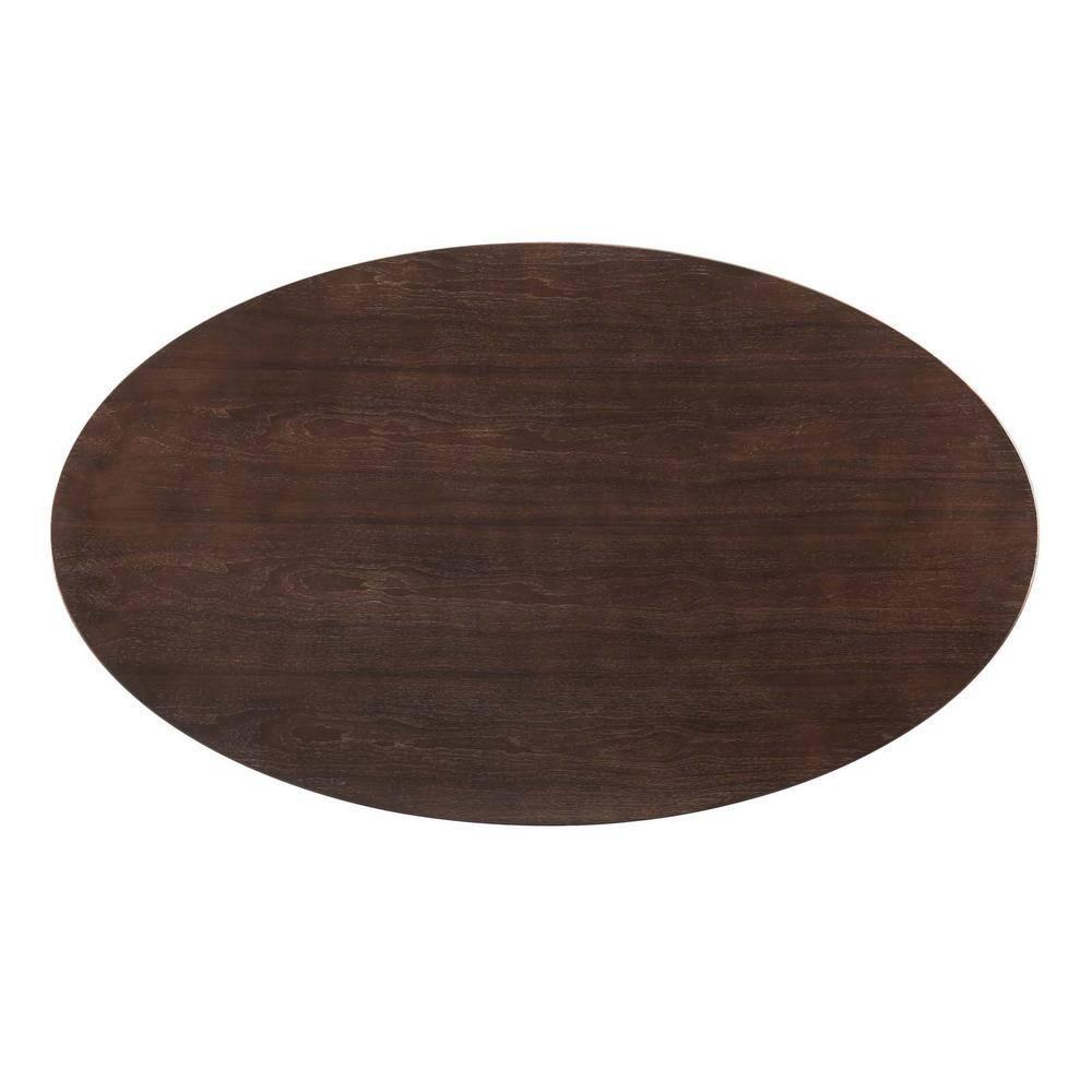 Modway Lippa 60" Oval Modern Wood & Metal Dining Table in Cherry Walnut/Black