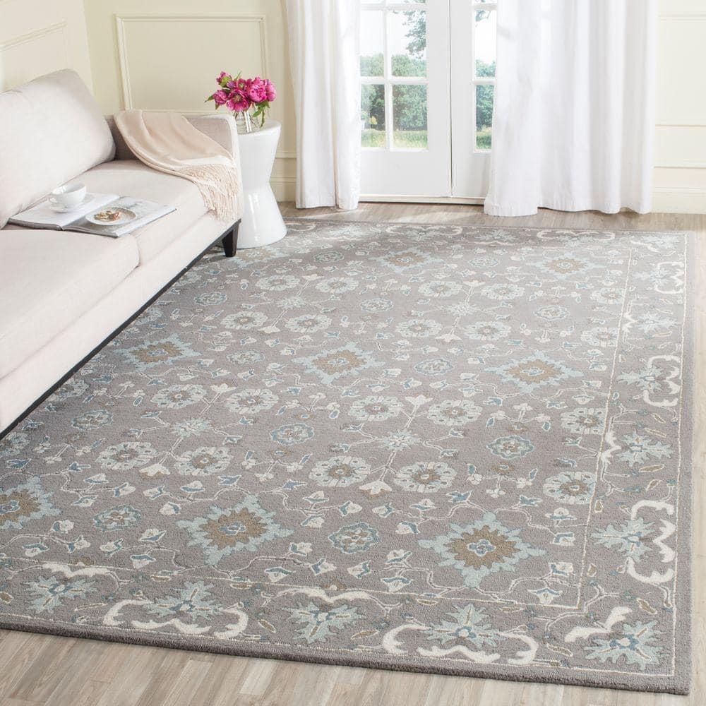 Blossom BLM218 Hand Tufted Area Rug - Grey - 8'x10' - Safavieh.