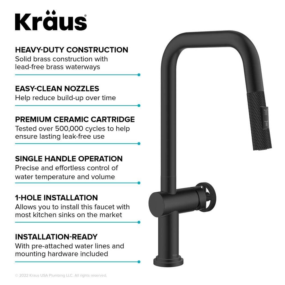 Urbix Industrial Pull-Down Single Handle Kitchen Faucet