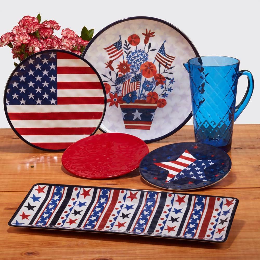 Certified International  Stars & Stripes 9" Melamine Salad/Dessert Plates, Set of 6 - 9" Dia