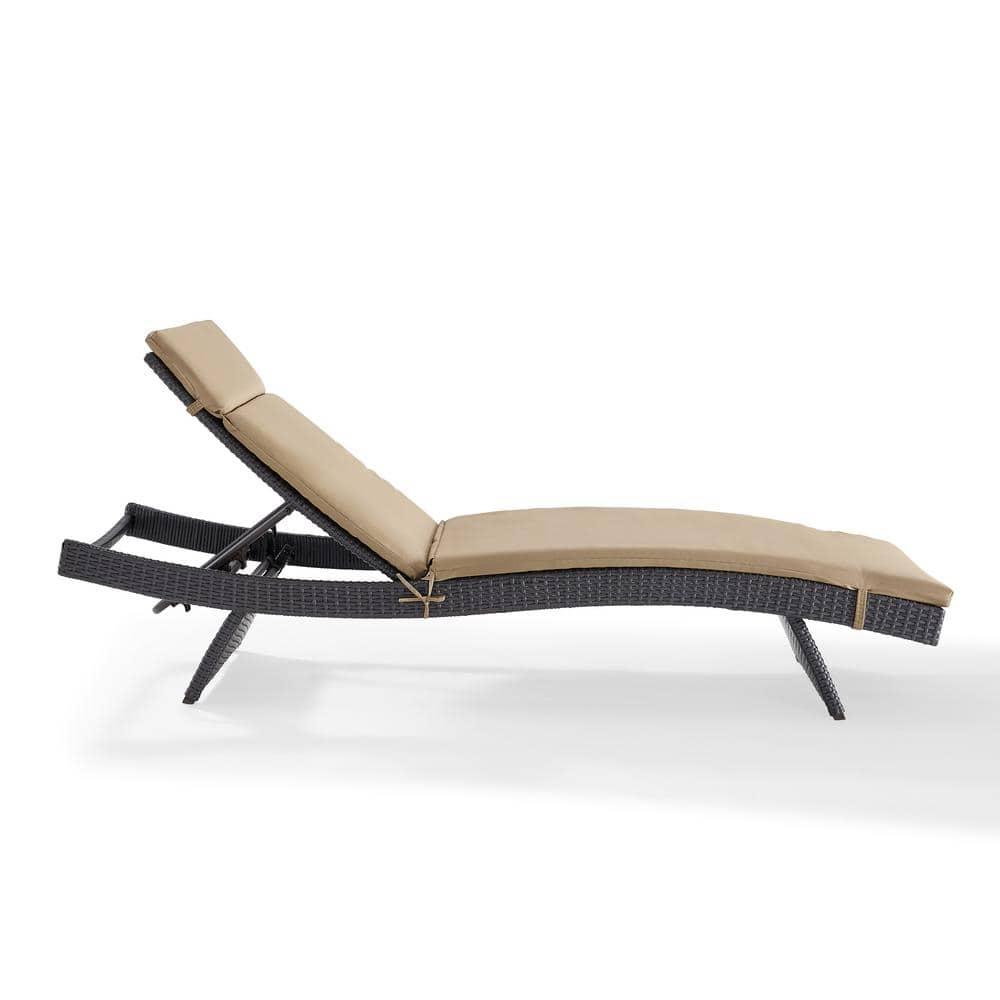Biscayne Chaise Lounge with Mocha Cushion Brown - Crosley: Steel Frame, Weather-Resistant, Adjustable Back