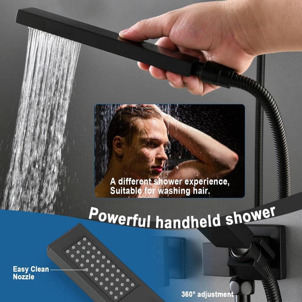 Rainfall Symphony 12inch 3-Function Dual Shower Head Thermostatic Shower System with 3 Sprays Handheld