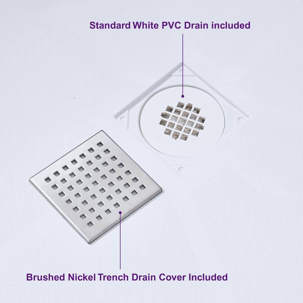 60" x 36" Solid Surface Single Threshold Shower Pan Base with Drain Assembly & Drain Cover Included, Non-Slip