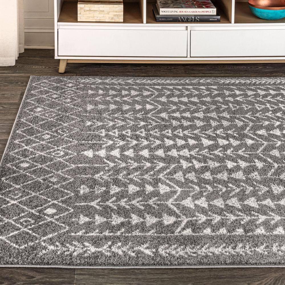 3'x5' Ziri Moroccan Geometric Area Rug, Grey/Cream - JONATHAN Y