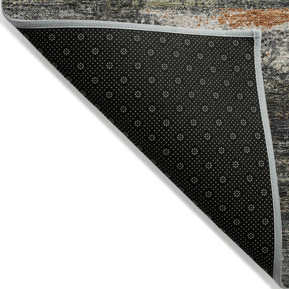 Gray Abstract Flat Woven Washable Rectangular Rug 5' x 7'