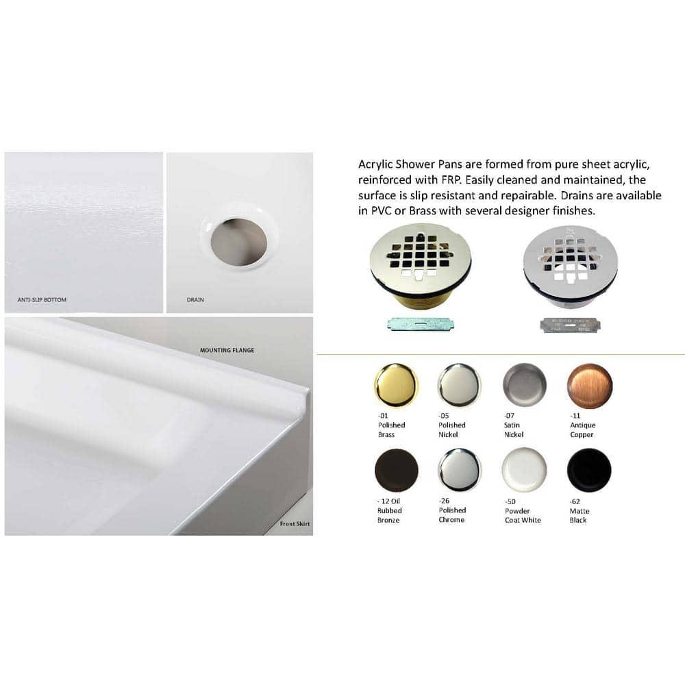 36'' W 36'' D Square Single Shower Base