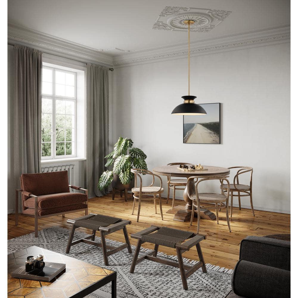Nuvo Lighting Perkins 1 Light Small Pendant Matte Black with Burnished Brass