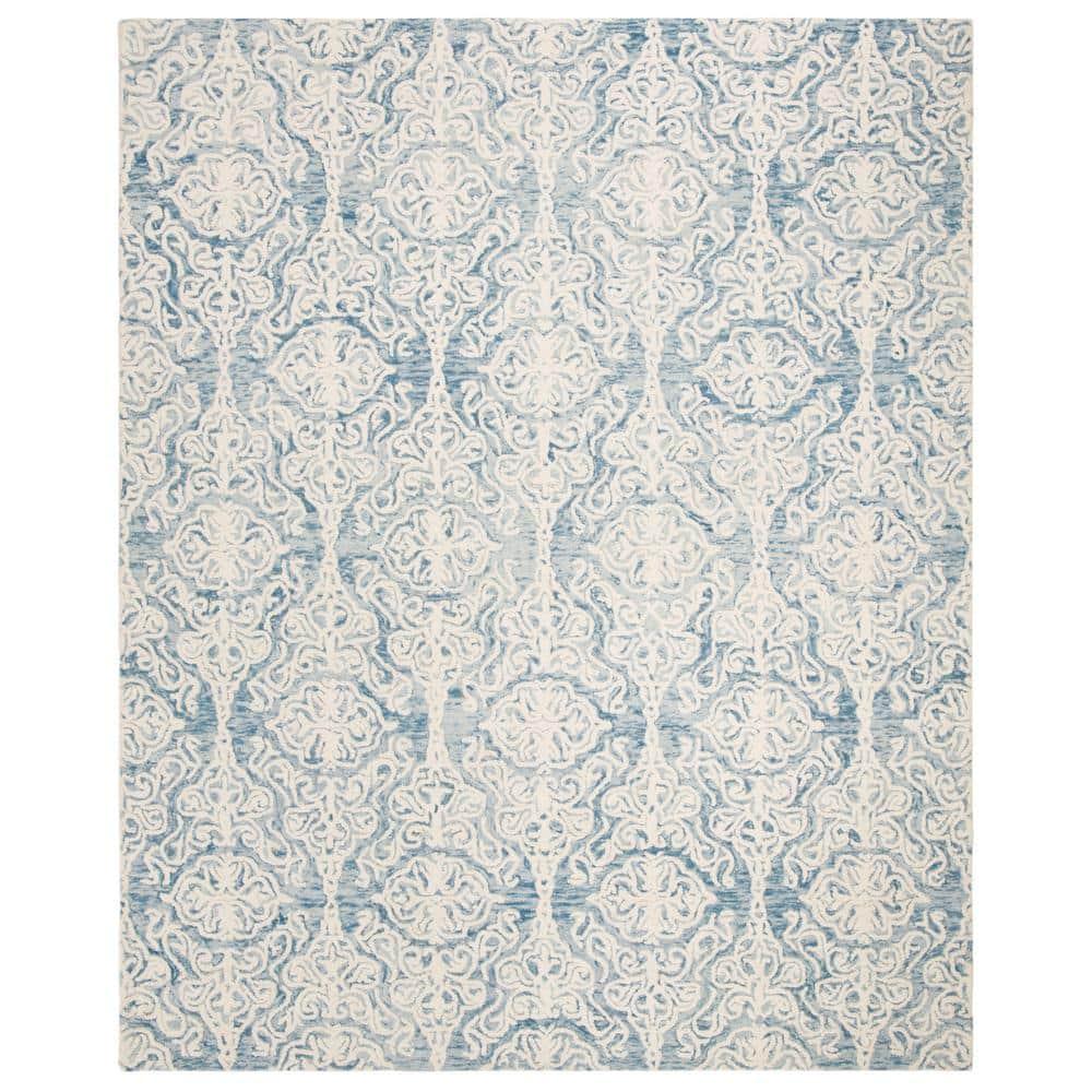 Blossom BLM112 Hand Tufted Indoor Area Rug - Blue/Ivory - 8'x10' - Safavieh