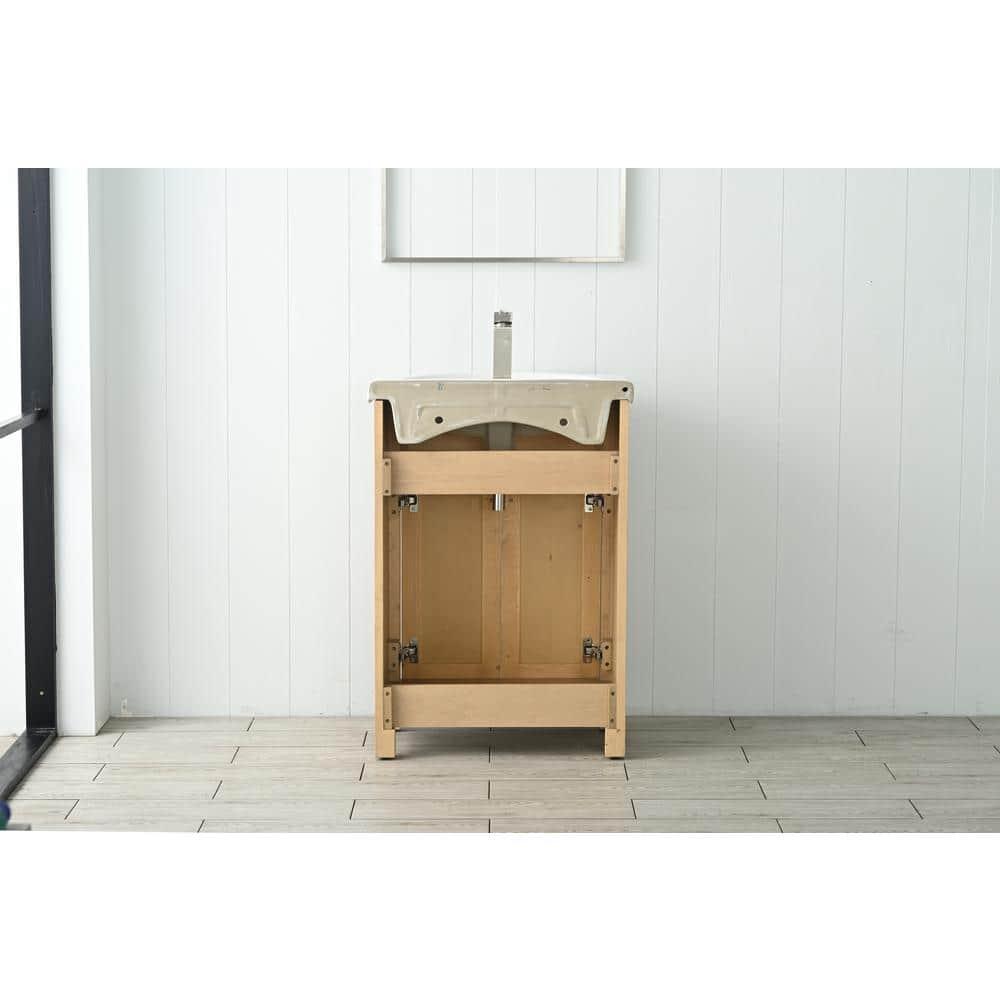 Design Element Marian 24" Single Sink Bath Vanity in Oak with Porcelain Top