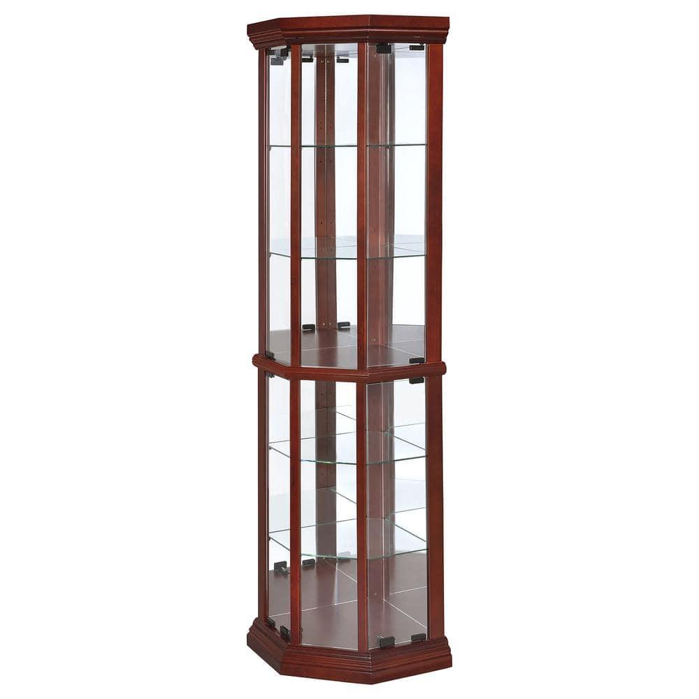 Coaster Appledale Traditional 6 Shelf Corner Curio Cabinet with Glass Doors Medium Brown