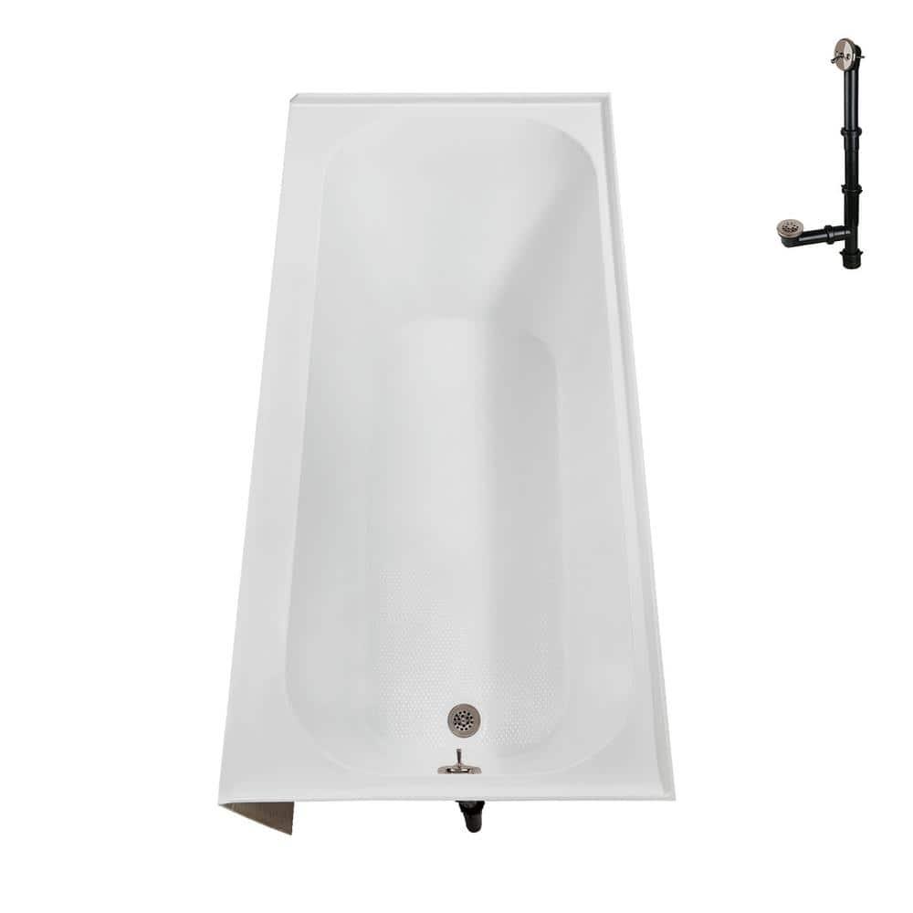Streamline 60 in. x 30 in. Acrylic Right-Hand Drain Alcove Bathtub in Glossy White With External Drain