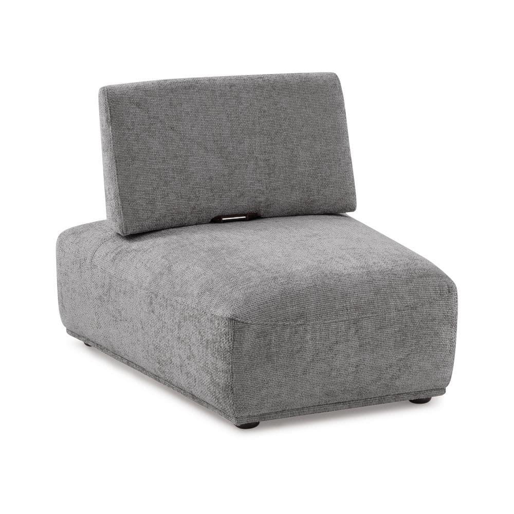 HOMES: Inside + Out Povoa Modern Modular Trapezoidal Armless Chair Chenille with Extendable Backrest Gray