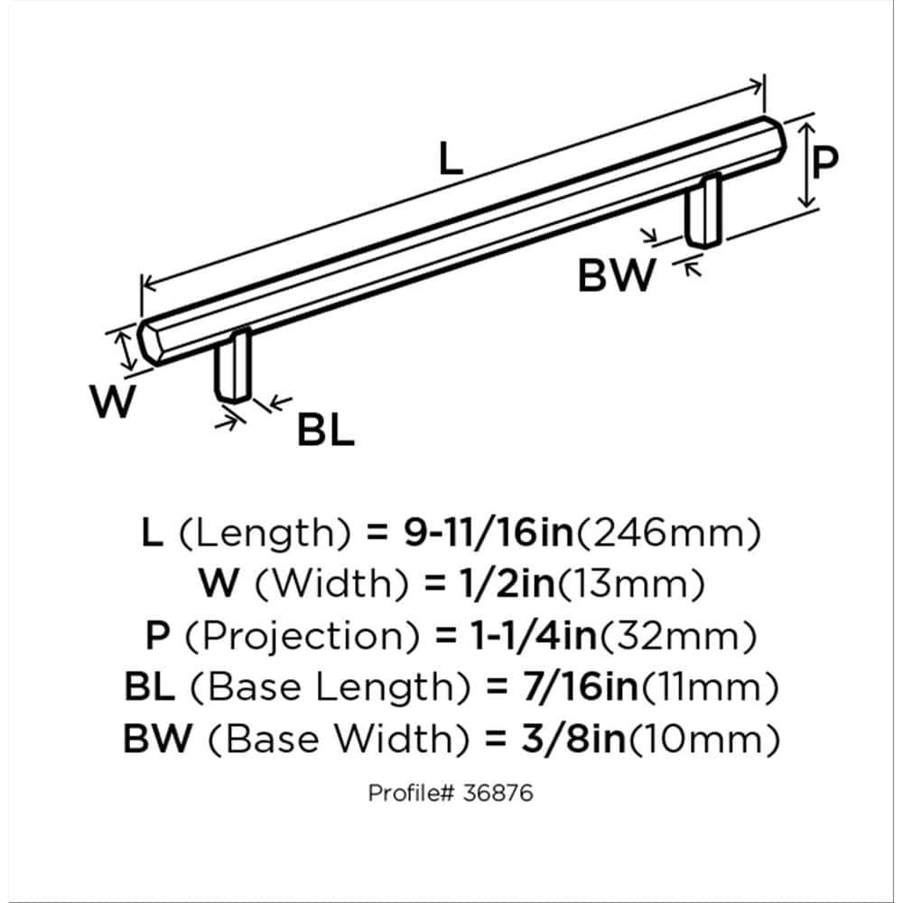 Amerock Caliber 7-9/16 inch (192mm) Center-to-Center Satin Nickel Cabinet Pull