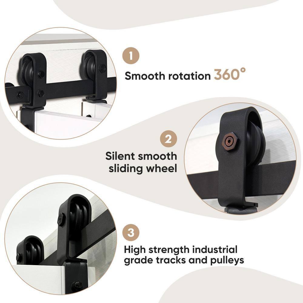 48"（24" x2） x 84" Bi-Folding Barn Door, 6-Panel with Sliding Hardware Kit Set, Pre-drilled Closet Door Slab, 4.3FT Track for 4 Finished Doors, MDF, White