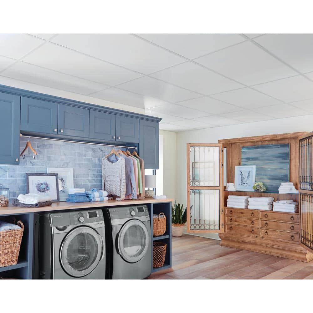 Armstrong 2x4 Plain White Acoustic Ceiling Tiles for Suspended Ceiling Grids,8-tiles per pack, White