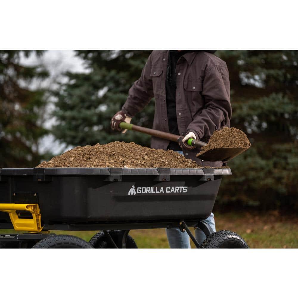 Gorilla Carts Heavy Duty 12 Cubic Foot Poly Yard Dump Cart, Garden Wheelbarrow Wagon with Pneumatic Flat Free Tires for Outdoor Lawn Utility, Black