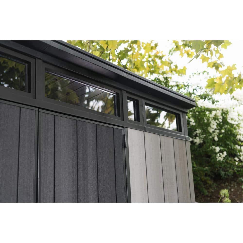 Keter Keter Artisan 9x7 ft. Modern Durable Resin Outdoor Storage Shed With Floor and Double Doors for Garden Patio Furniture and Tools, Grey
