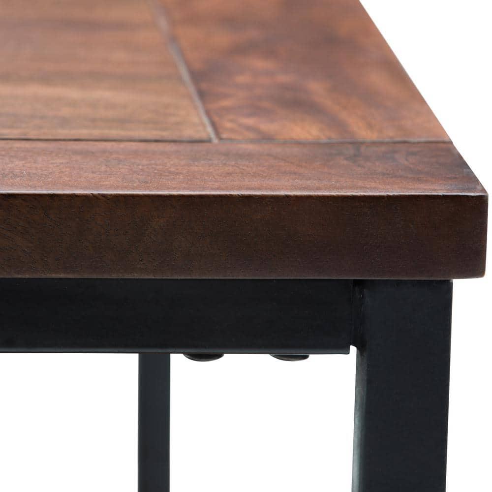 Simpli Home Skyler 34"W Solid Mango Wood Industrial Square Coffee Table with Open Shelf and Metal Frame