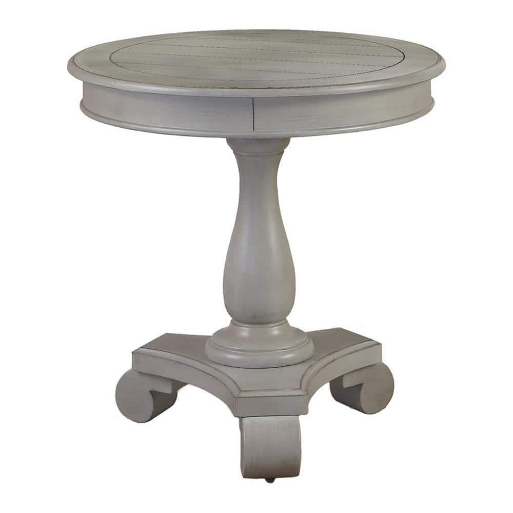 Best Master Furniture Engineered Wood Round End Table in Antique Gray