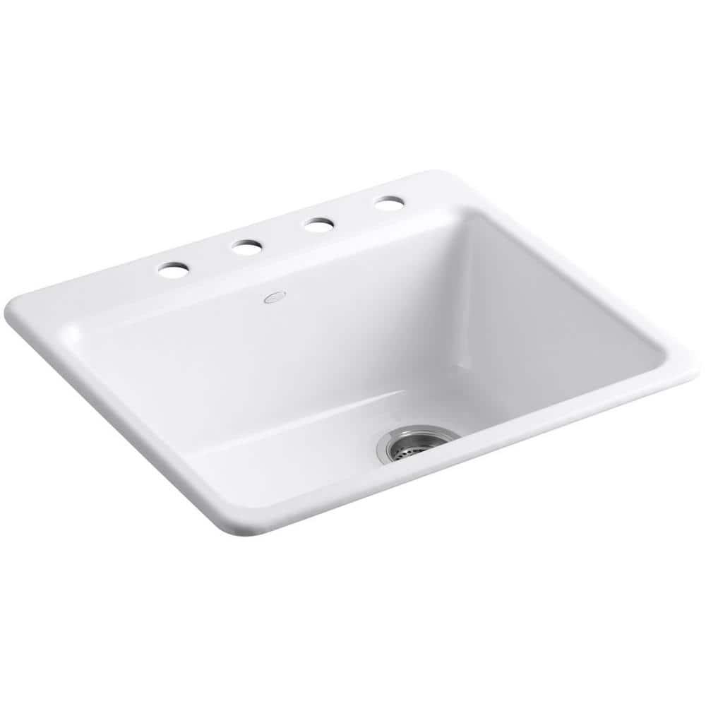 Kohler Riverby 25" L x 22" W x 9-5/8" Bar Kitchen Sink with Basin Rack K-5872-4A1-0