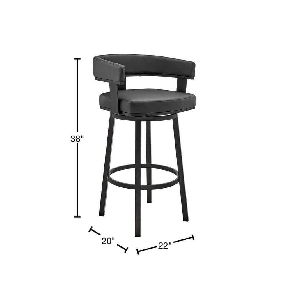 Armen Living Cohen30" Bar Height Swivel Bar Stool in Black Finish and Black Faux Leather