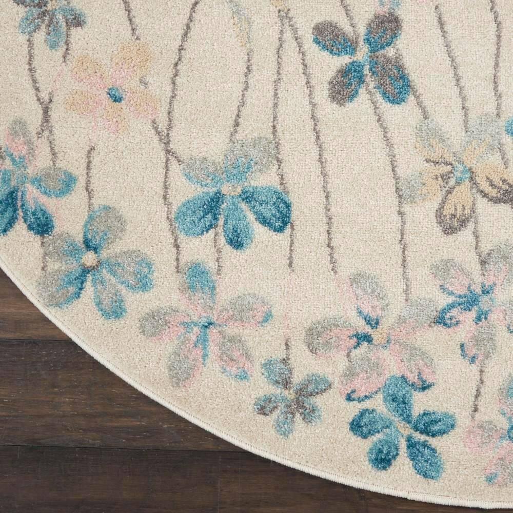 Nourison Tranquil Floral Ivory 5'3" x ROUND Area Rug, (5 Round)