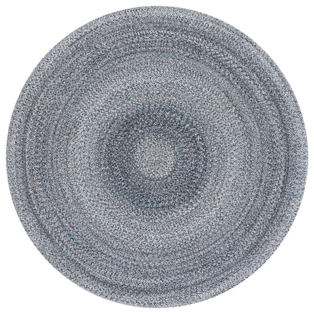 Braided BRD804 Hand Woven Area Rug - Dark Gray/Light Blue - 3' round - Safavieh.