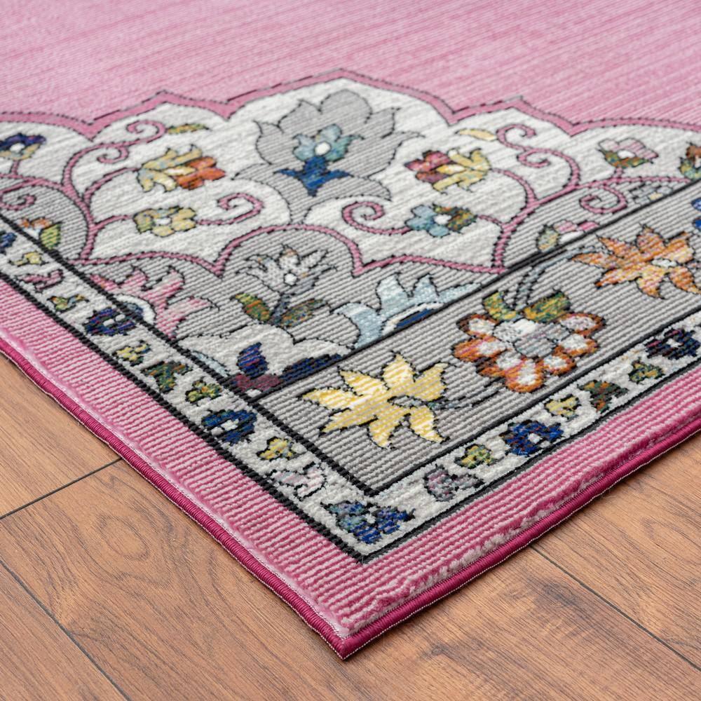 LR Home Ada 5' x 7'6" Pink Medallion Durable Indoor Area Rug