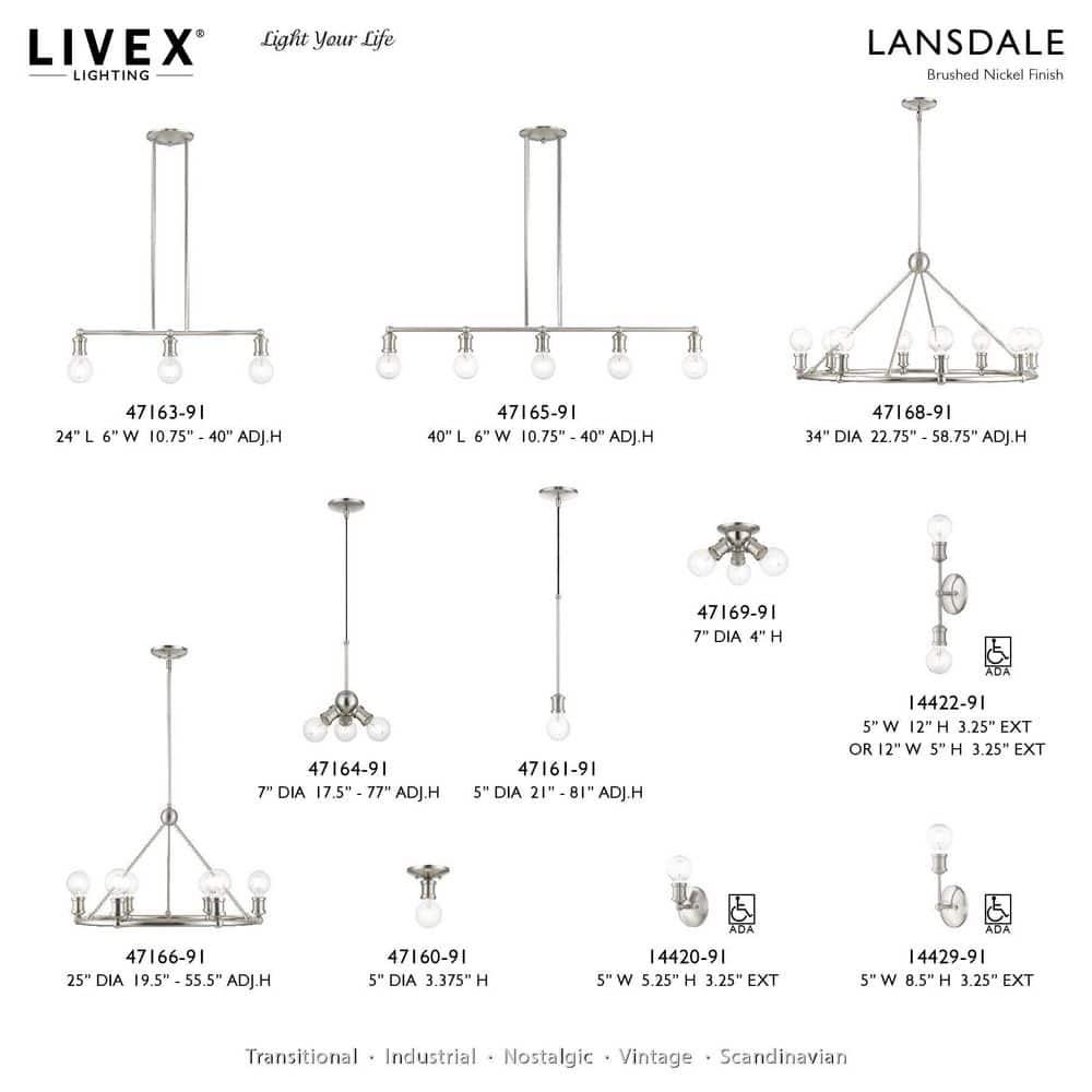 Livex Lighting Lansdale 1 - Light Flush Mount in  Brushed Nickel