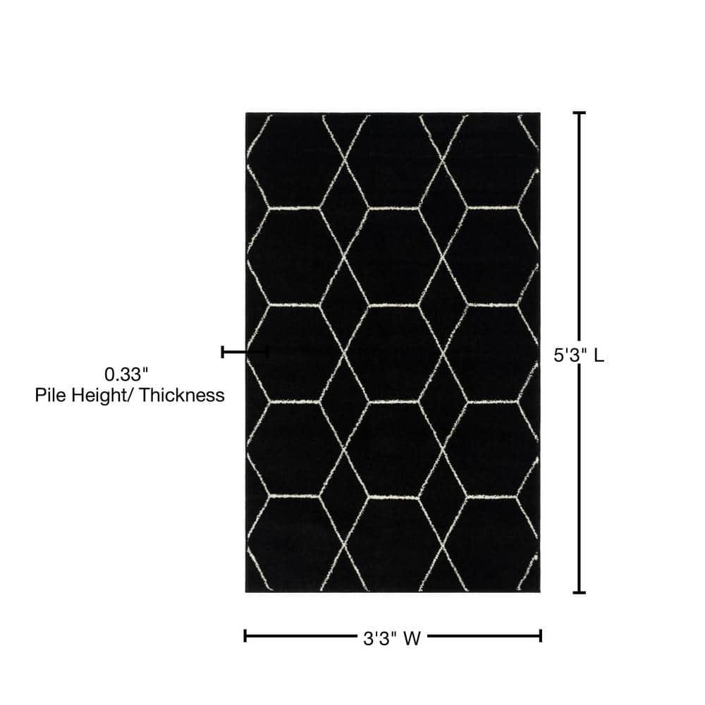 Unique Loom 3' 3 x 5' 3 Trellis Frieze Geometric Black Area Rug