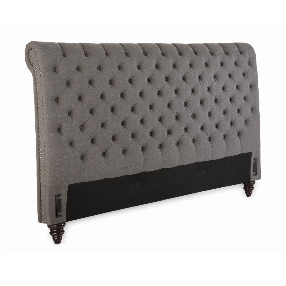 Steve Silver Swanson Tufted King Sleigh Bed in Gray