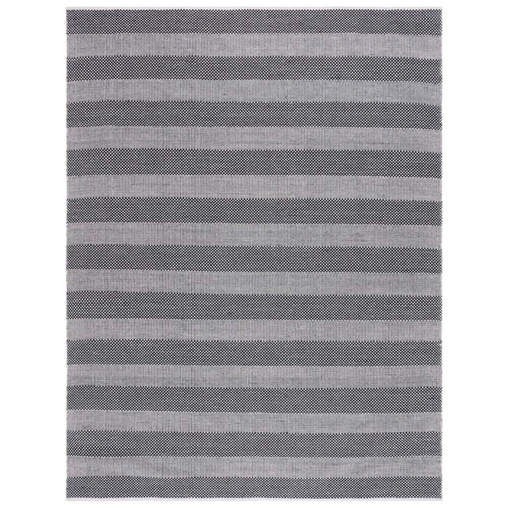 Striped Kilim STK802 Hand Woven Area Rug - Ivory/Black - 8'x10' - Safavieh.
