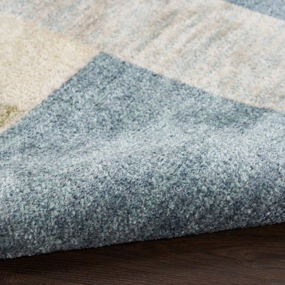 Nourison Astra Machine Washable Contemporary Color Block Indoor Rug Blue Green Multi 5'3" x 7'