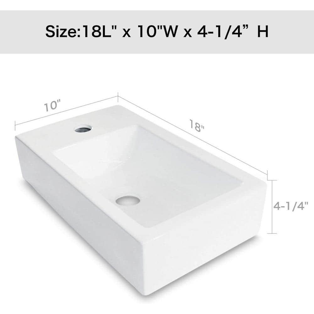 Lordear LGP1810-11 Lordear 10'' White Ceramic Rectangular Bathroom Sink