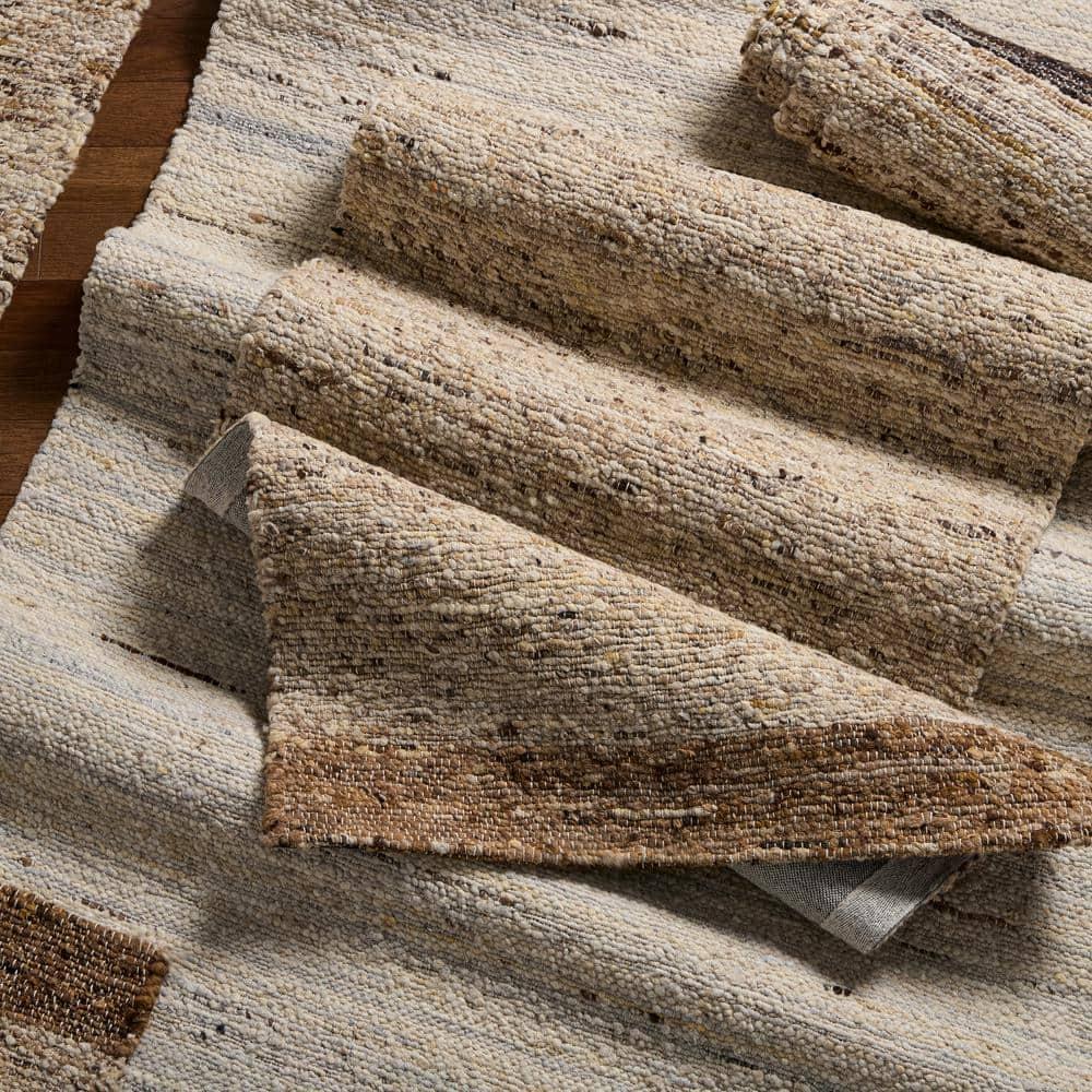 Town & Country Terra Montana Textured Border Handcrafted 100% Wool Area Rug, Ivory/Beige, 8'x10'