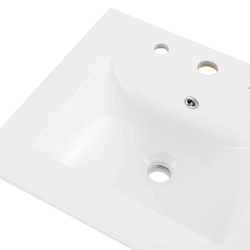 Ancillary 3-Hole 20" Classic Contemporary Rectangular Ceramic Single Sink Basin Vanity Top
