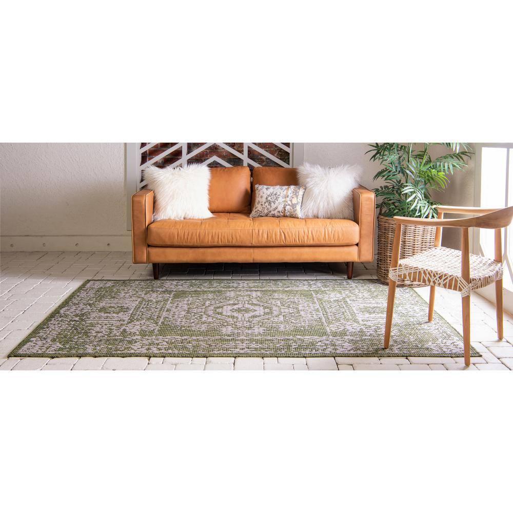 Unique Loom 7' 1 x 10' 0 Rectangle Indoor/Outdoor Traditional Green Area Rug