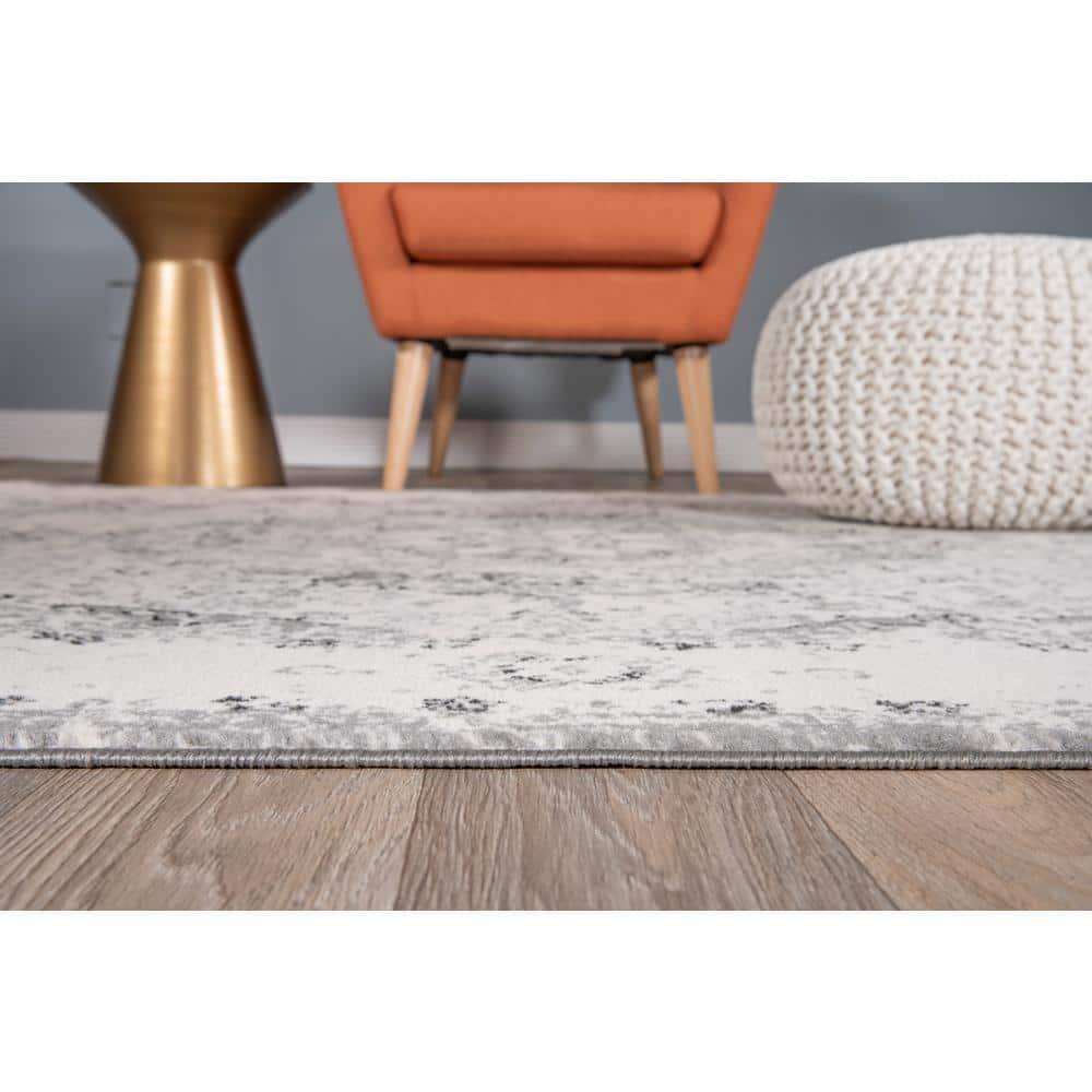 10x14 Large Area Rug - Vintage Washable Rug for Living Room with Non-Slip Low-Pile Traditional Medallion Border Rugs with Stain Resistant Foldable Retro Accent Indoor Thin Carpet