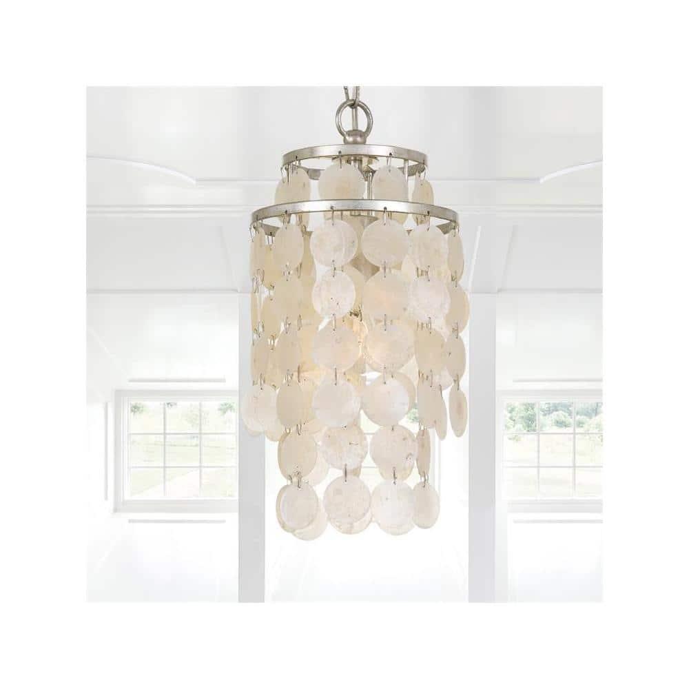 Crystorama Brielle 1 Light Antique Silver Mini Chandelier - 7'' W x 14.5'' H