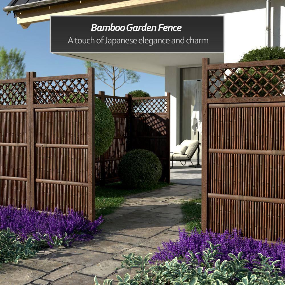Red Lantern 6 ft. x 3 ft. Kogeta Zen Garden Bamboo Fence Panel