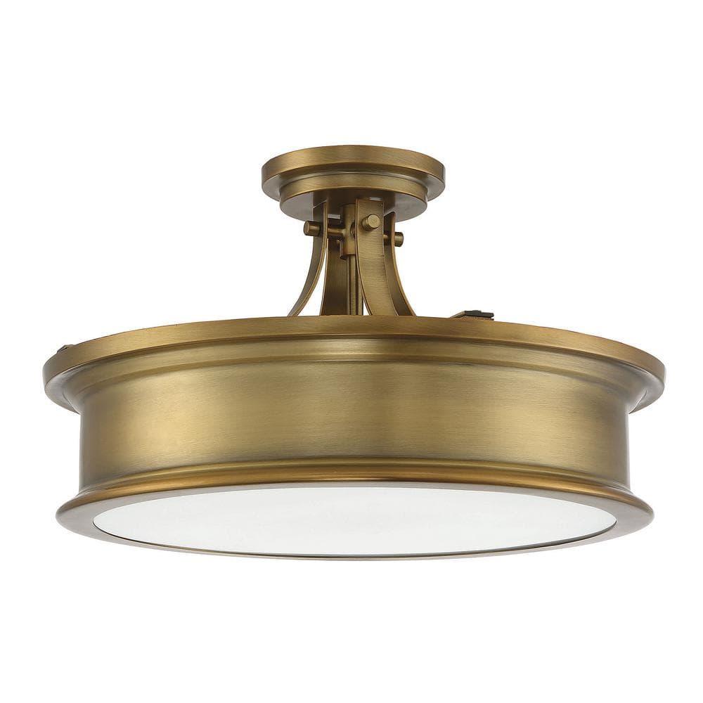 Savoy House Watkins 3 - Light Semi-Flush Mount in  Warm Brass