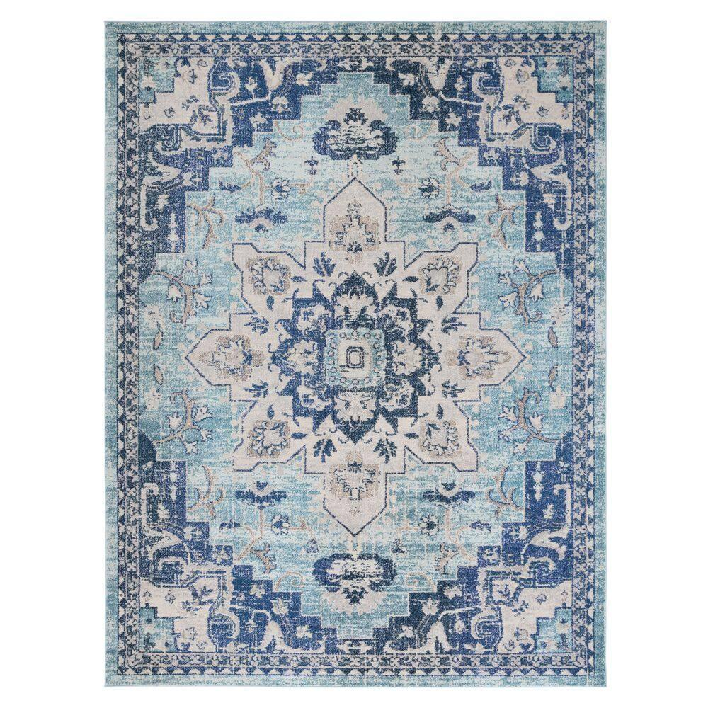 Madison MAD473 Power Loomed Indoor Area Rug - Teal/Navy - 8'x10' - Safavieh