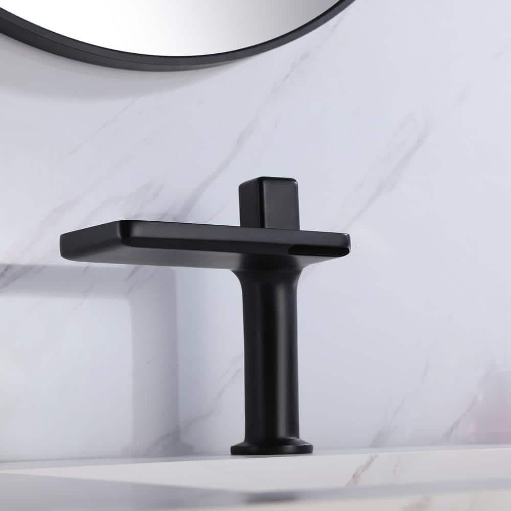 RBROHANT JK0372 7.75" Brass Waterfall Bathroom Sink Faucet, Vanity Single Handle One Hole Basin Modern Lavatory Faucet