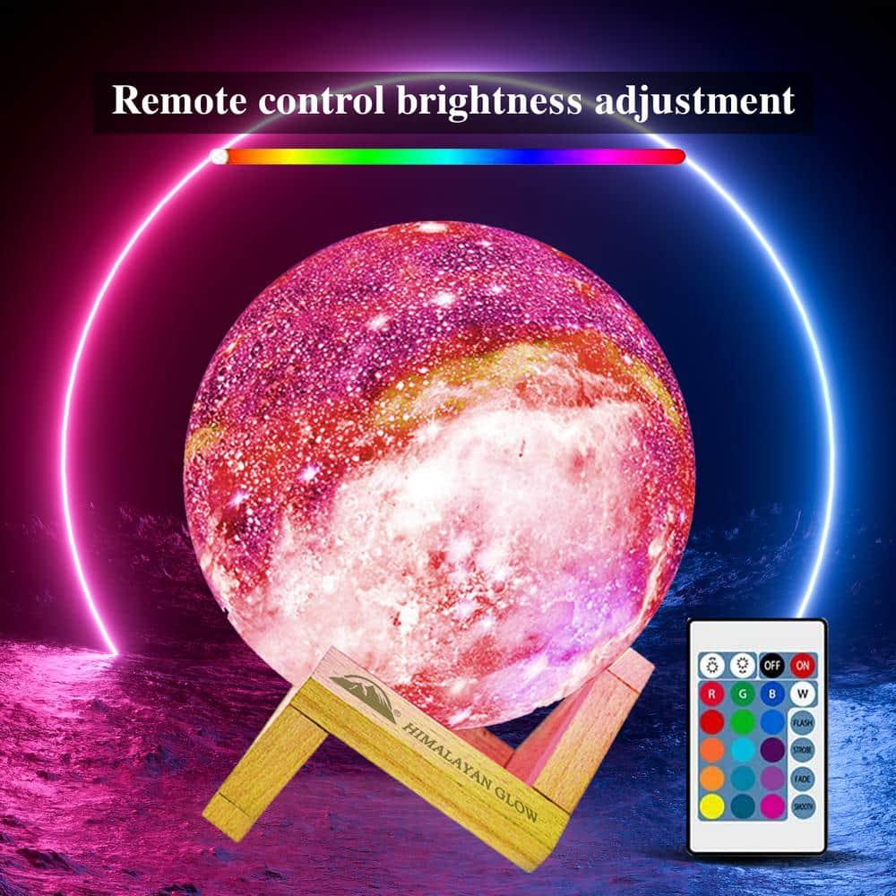 WBM LLC Himalayan Glow 3D galaxy Moon Lamp, 16 Multi-Color LEDs, Unique Idle Gift for Girls, Women